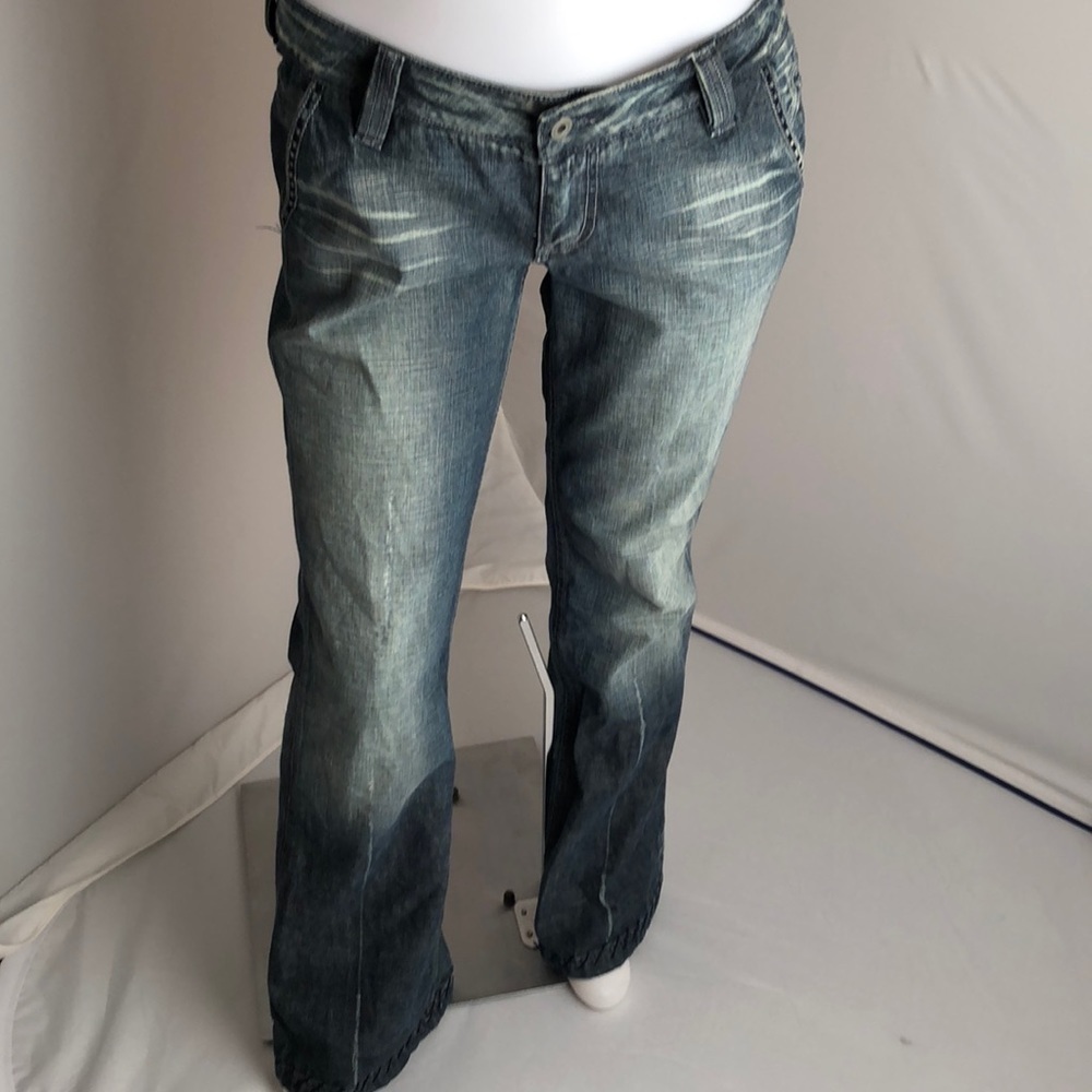 Antik Denim Y2K distressed bootcut blue denim designer jeans 29